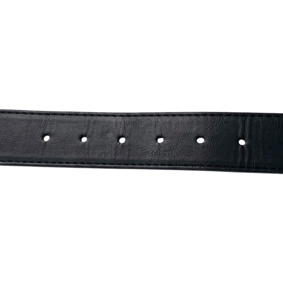 Garage Womens Gold Circle Buckle Faux Leather Black Belt - Picture 8 of 9